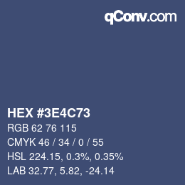 Color code: HEX #3E4C73 | qconv.com