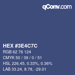 Color code: HEX #3E4C7C | qconv.com