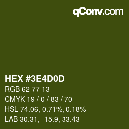 カラーコード: HEX #3E4D0D | qconv.com