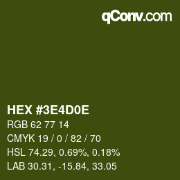 Color code: HEX #3E4D0E | qconv.com