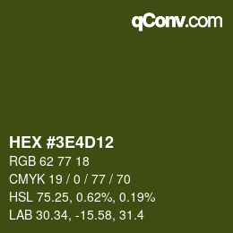 カラーコード: HEX #3E4D12 | qconv.com