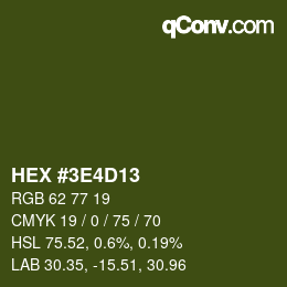 Color code: HEX #3E4D13 | qconv.com