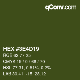 颜色代码: HEX #3E4D19 | qconv.com