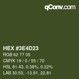 カラーコード: HEX #3E4D23 | qconv.com