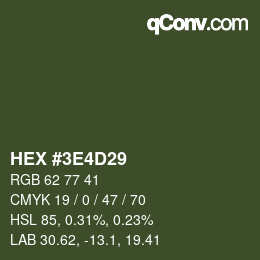 Color code: HEX #3E4D29 | qconv.com