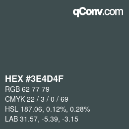 カラーコード: HEX #3E4D4F | qconv.com