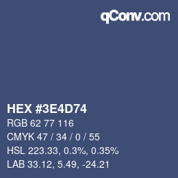 Color code: HEX #3E4D74 | qconv.com