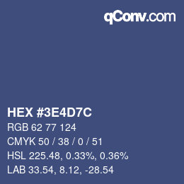 Color code: HEX #3E4D7C | qconv.com