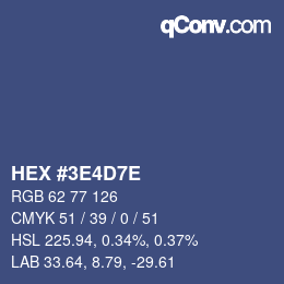 Farbcode: HEX #3E4D7E | qconv.com