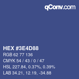 Color code: HEX #3E4D88 | qconv.com