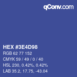 Color code: HEX #3E4D98 | qconv.com