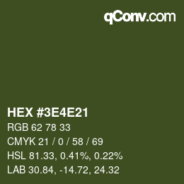 Color code: HEX #3E4E21 | qconv.com