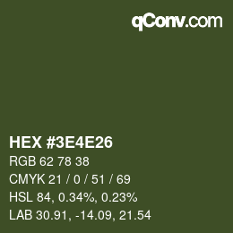 Color code: HEX #3E4E26 | qconv.com