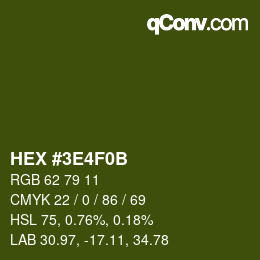 Color code: HEX #3E4F0B | qconv.com