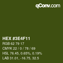 Color code: HEX #3E4F11 | qconv.com