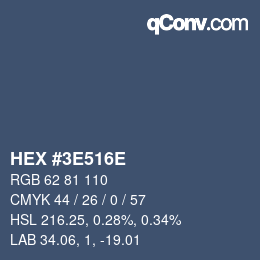 Farbcode: HEX #3E516E | qconv.com