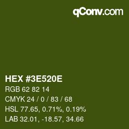 Color code: HEX #3E520E | qconv.com
