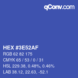 Color code: HEX #3E52AF | qconv.com