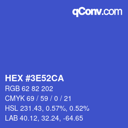 Color code: HEX #3E52CA | qconv.com