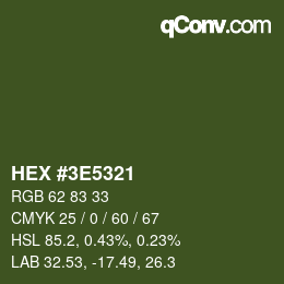 Color code: HEX #3E5321 | qconv.com