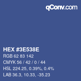 Farbcode: HEX #3E538E | qconv.com