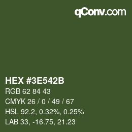 Color code: HEX #3E542B | qconv.com