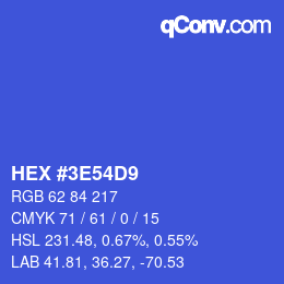 Farbcode: HEX #3E54D9 | qconv.com