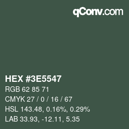 Color code: HEX #3E5547 | qconv.com