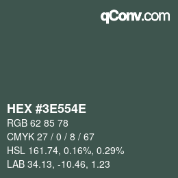 Color code: HEX #3E554E | qconv.com