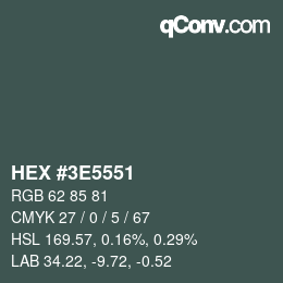 Color code: HEX #3E5551 | qconv.com