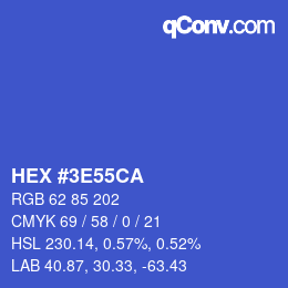 Farbcode: HEX #3E55CA | qconv.com
