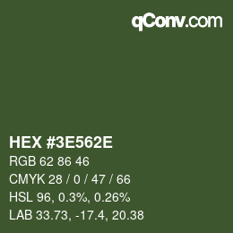 Color code: HEX #3E562E | qconv.com