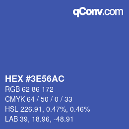 Color code: HEX #3E56AC | qconv.com