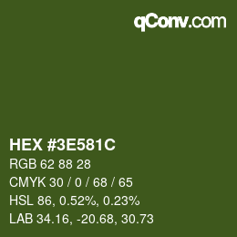 Color code: HEX #3E581C | qconv.com