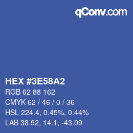 Color code: HEX #3E58A2 | qconv.com