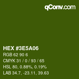 Color code: HEX #3E5A06 | qconv.com