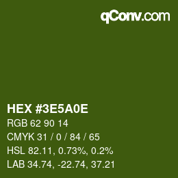 カラーコード: HEX #3E5A0E | qconv.com