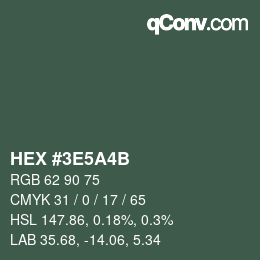 Color code: HEX #3E5A4B | qconv.com