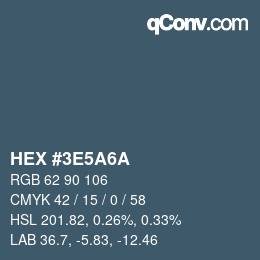 Color code: HEX #3E5A6A | qconv.com
