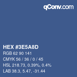 Code couleur: HEX #3E5A8D | qconv.com