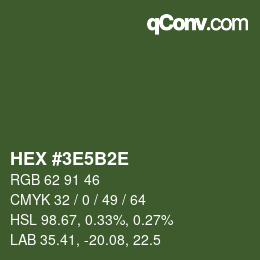 Color code: HEX #3E5B2E | qconv.com