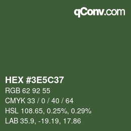 Color code: HEX #3E5C37 | qconv.com