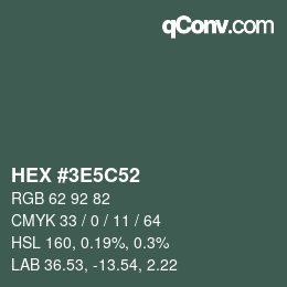 Color code: HEX #3E5C52 | qconv.com