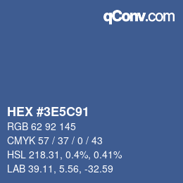 カラーコード: HEX #3E5C91 | qconv.com