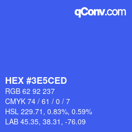 カラーコード: HEX #3E5CED | qconv.com
