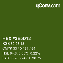 Color code: HEX #3E5D12 | qconv.com