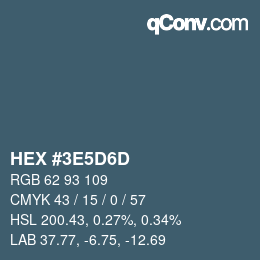 Color code: HEX #3E5D6D | qconv.com