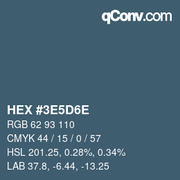 Color code: HEX #3E5D6E | qconv.com