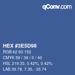 Farbcode: HEX #3E5D98 | qconv.com