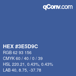 Farbcode: HEX #3E5D9C | qconv.com